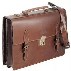    Blázek & Anni: Dvojkomorová nostalgická pánska kožená aktovka 39 x 28,5 cm