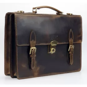    Dvojkomorová vyťahovacia nostalgická pánska kožená aktovka