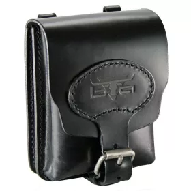  Čierna stojaca kožená taška na opasok 12x7x16cm