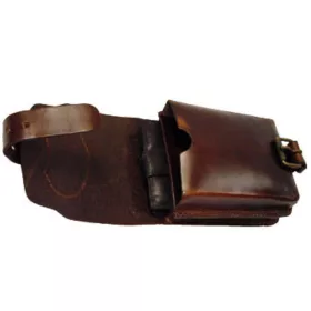  Čierna stojaca kožená taška na opasok 12x7x16cm