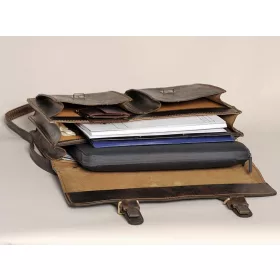    Obrovská dvojkomorová, sťahovacia pánska kožená aktovka 45 x 31,5 cm.