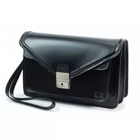    Čierna pánska kožená taška do auta Blazek&Anni saténovým prešívaním