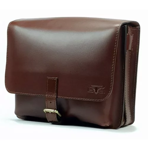  Blázek&Anni: Hodvábna hnedá kožená bočná taška 32 x 25 cm