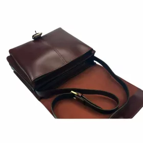    Blázek&Anni: Hodvábna hnedá kožená bočná taška 32 x 25 cm