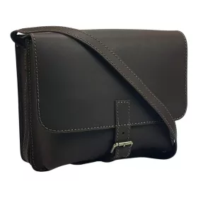    Blázek a Anni: Pánska bočná taška z byvolej kože tmavohnedej farby 32 x 25 cm