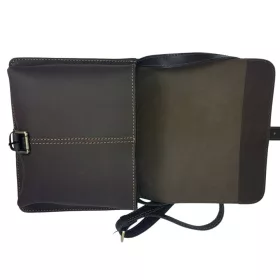    Blázek a Anni: Pánska bočná taška z byvolej kože tmavohnedej farby 32 x 25 cm