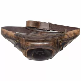  Starožitná kožená taška na opasok s 3 vreckami