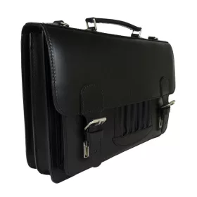    Blázek & Anni: pánska čierna kožená aktovka s držiakom na pero, deliaca stena 41 x 29 cm.