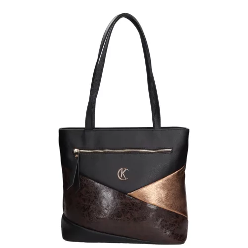  Karen Oliwia čierno-grafitová dámska vláknitá kožená kabelka, taška cez rameno