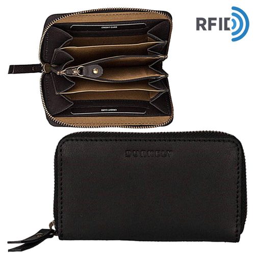  Burkely Jamie Vintage čierna kožená peňaženka s RFID ochranou