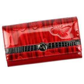    Cavaldi veľká, vzorovaná červená dámska lakovaná peňaženka 18,5×10 cm