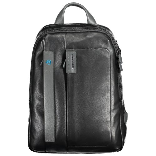  Luxusný čierny kožený batoh Piquadro s priehradkou na 15" notebook 41,5 x 31 cm