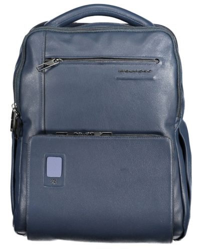  Luxusný tmavomodrý kožený batoh Piquadro s priehradkou na 15" notebook 44 x 33 cm