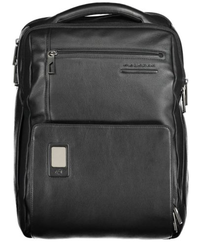  Luxusný kvalitný čierny kožený batoh Piquadro s priehradkou na 15" notebook 43 x 33 cm