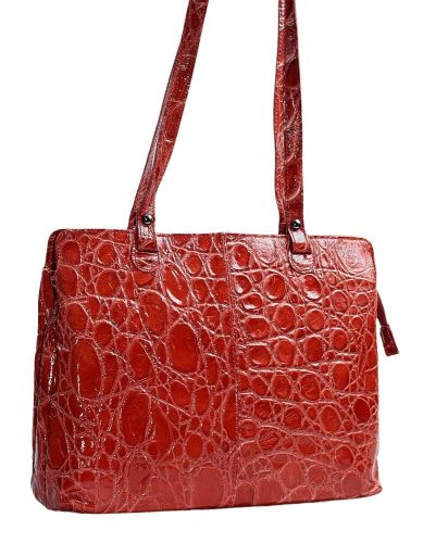  Dámska kožená kabelka cez rameno so vzorom Rialto red croc 30 x 24,5 cm