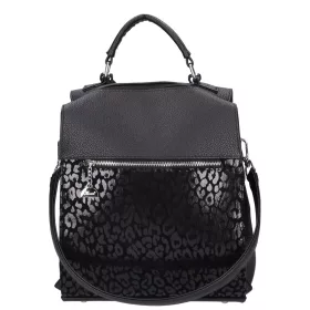    Karen Oliwia čierno-grafitová dámska vláknitá kožená kabelka, taška cez rameno