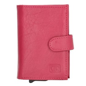    Double-D ružová kožená vyskakovacia mini peňaženka, držiak na karty 10×7 cm