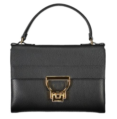  Dámska čierna kožená kabelka Coccinelle, taška cez rameno 21,5 x 15,5 x 3 cm