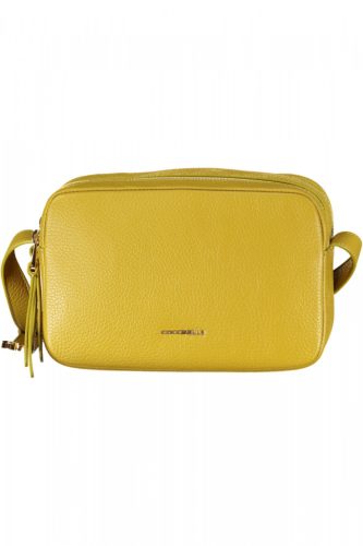  Žltá dámska kožená crossbody kabelka Coccinelle, taška cez rameno 23 x 15 x 9 cm