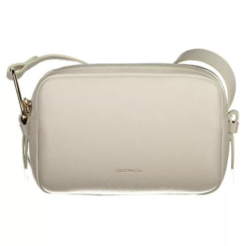  Dámska kožená kabelka Coccinelle, biela, crossbody, 22 x 13 x 10 cm