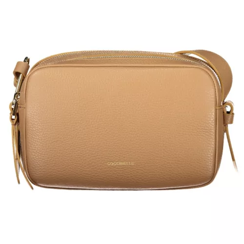  Dámska hnedá kožená kabelka Coccinelle, crossbody, 22 x 13 x 10 cm