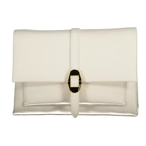  Dámska kožená kabelka Coccinelle, biela, crossbody, 25 x 16 x 10 cm