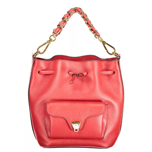 Coccinelle piros női bőr vödörtáska, bucketbag 21x 18 x 12 cm