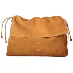   Coccinelle  Lidia Suede konyakbarna női velúr bőr válltáska 38 x 27 x 11 cm