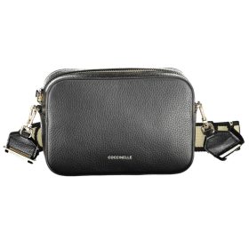    Dámska čierna kožená crossbody kabelka Coccinelle 20 x 7 x 14 cm