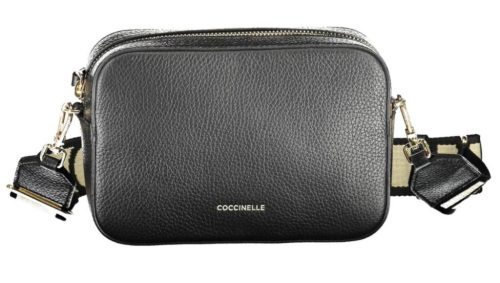  Dámska čierna kožená crossbody kabelka Coccinelle 20 x 7 x 14 cm