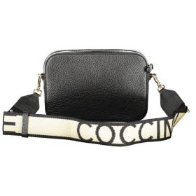   Dámska čierna kožená crossbody kabelka Coccinelle 20 x 7 x 14 cm