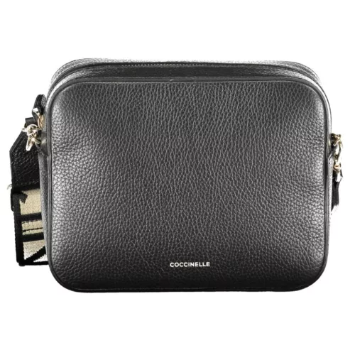  Dámska čierna kožená crossbody kabelka Coccinelle 22 x 7 x 17 cm