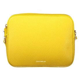   Dámska kožená kabelka cez rameno Coccinelle žltá, párty taška 22 x 17 x 6 cm