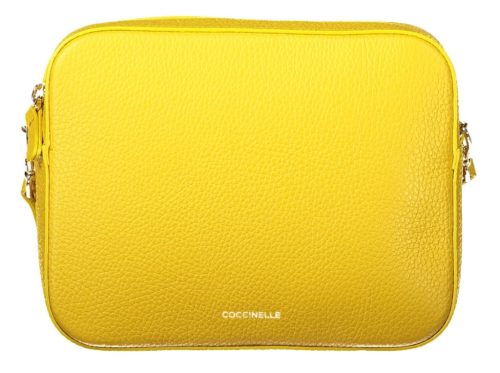 Dámska kožená kabelka cez rameno Coccinelle žltá, párty taška 22 x 17 x 6 cm