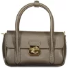  Coccinelle U4K C-Me Lock sötét taupe bőr női kézitáska, oldalpánttal 20 x 11 x 6 cm