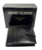  Emporio Valentini komplexný remienok čierna kožená peňaženka pre mužov 12 x 9 cm