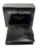  Emporio Valentini komplexný remienok čierna kožená peňaženka pre mužov 12 x 9 cm