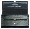 Unisex pravá kožená 7-vrecková čierna čašnícka / taxi peňaženka 20 cm