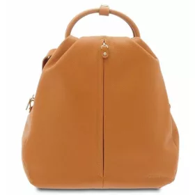    Dámsky kožený ruksak Giudi koňakovej farby, kabelka 31 × 32 cm