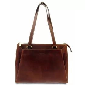    Dámska kožená taška cez rameno hnedá Giudi, vacchetta 35 × 28 cm