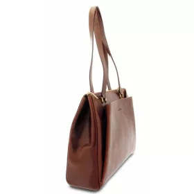    Dámska kožená taška cez rameno hnedá Giudi, vacchetta 35 × 28 cm