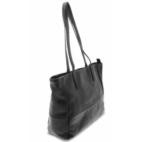    Čierna dámska kožená taška cez rameno Giudi 41 × 27,5 cm