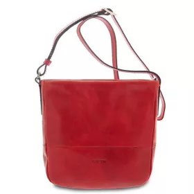    Dámska jednodielna kožená kabelka cez rameno v červenej farbe, Vacchetta 26 × 23 cm