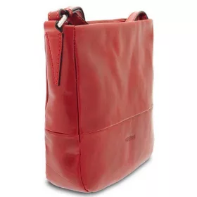    Dámska jednodielna kožená kabelka cez rameno v červenej farbe, Vacchetta 26 × 23 cm
