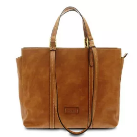    Giudi veľká dámska kožená taška cez rameno s dvojitým popruhom 39 × 29 cm