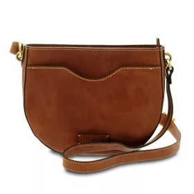    Dámska kožená taška cez rameno Giudi v tvare podkovy 24 × 19 cm