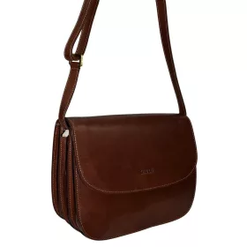    Hnedá dámska kožená kabelka cez rameno Giudi 27 × 19 cm