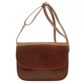    Hnedá dámska kožená kabelka cez rameno Giudi 23 × 17 cm