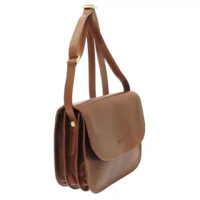    Hnedá dámska kožená kabelka cez rameno Giudi 23 × 17 cm
