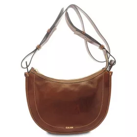    Giudi Sofia Tracollina dámska kožená kabelka cez rameno, Vacchetta 30 × 21 cm